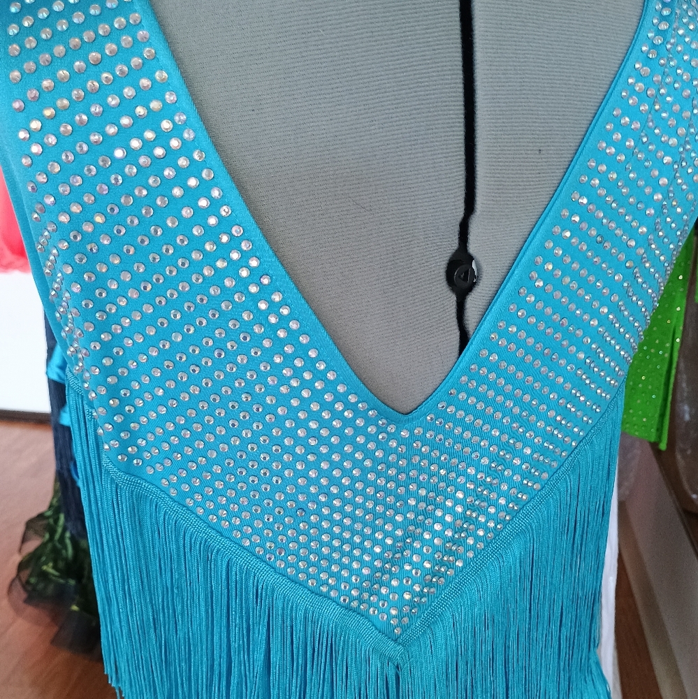 Blue Fringe Dance Dress - Picture 2 of 4